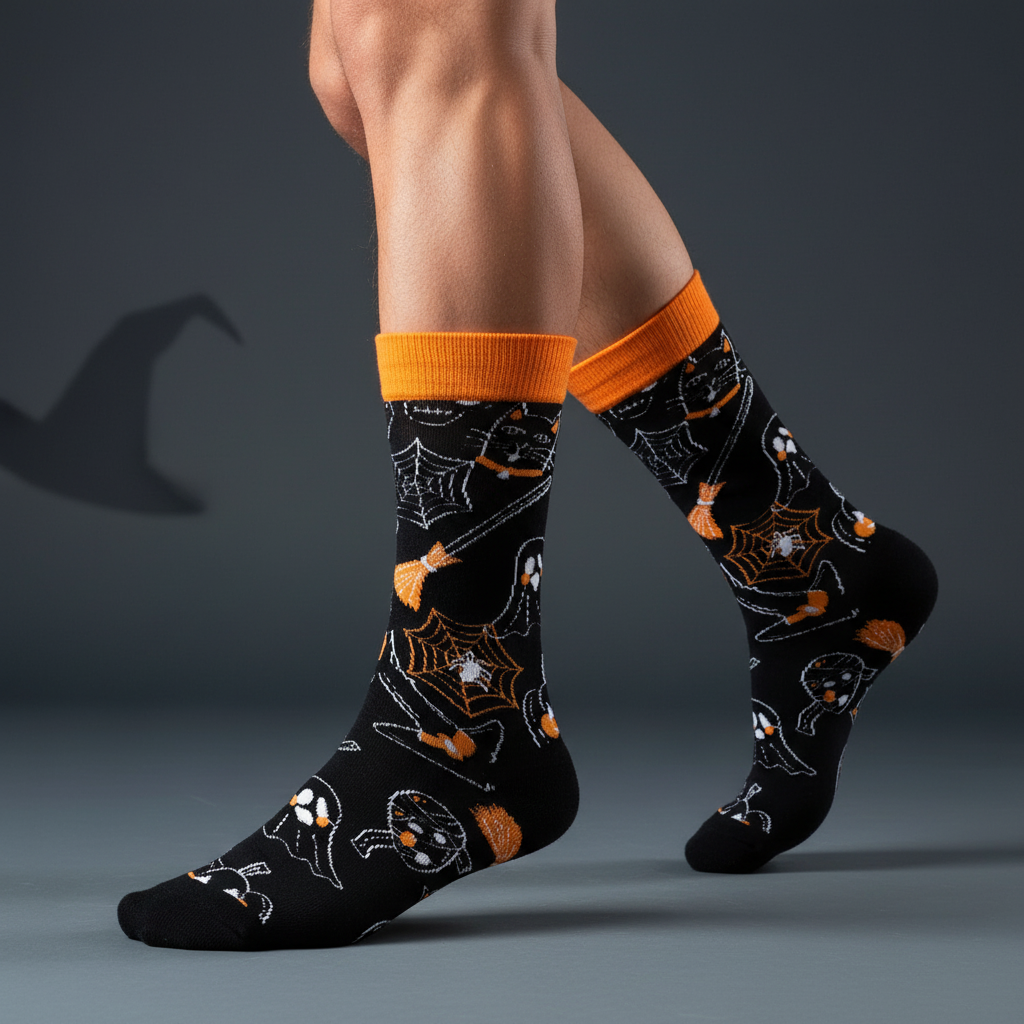 Black Halloween spooky socks