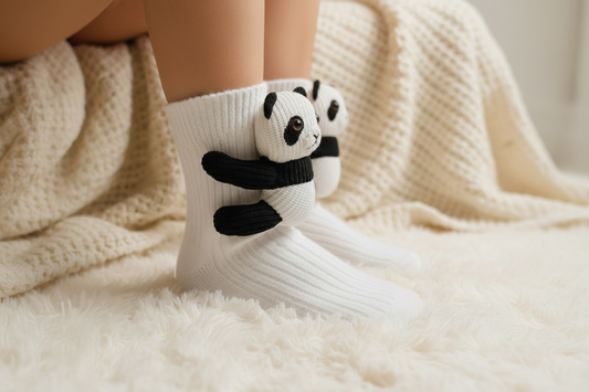 Animal theme novelty socks featuring a pandas