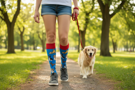 Unleash Your Inner Dog Lover: Playful Red & Blue Dog Socks for Every Canine Enthusiast