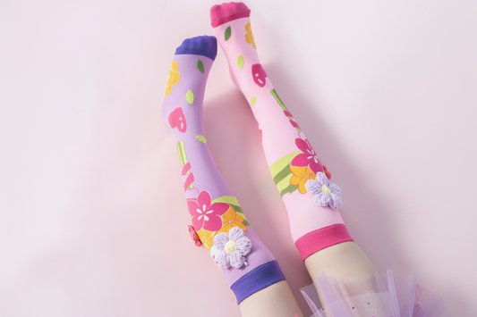 flower pattern kids knee socks