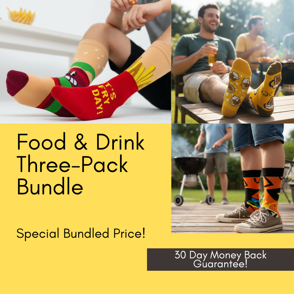 Food & Drink Funny Socks Three-Pack Bundle! Special Price with a 30 day money back guarantee