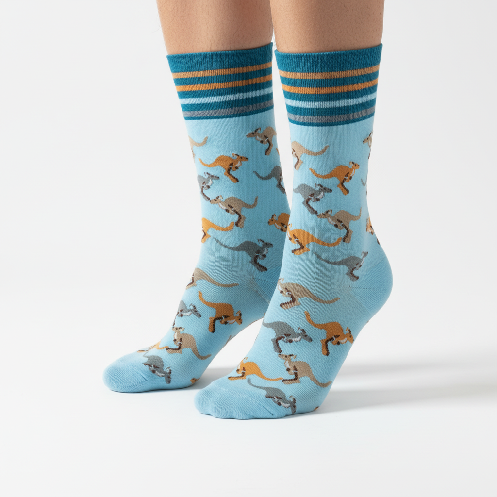 Light blue kangaroo Aussie socks