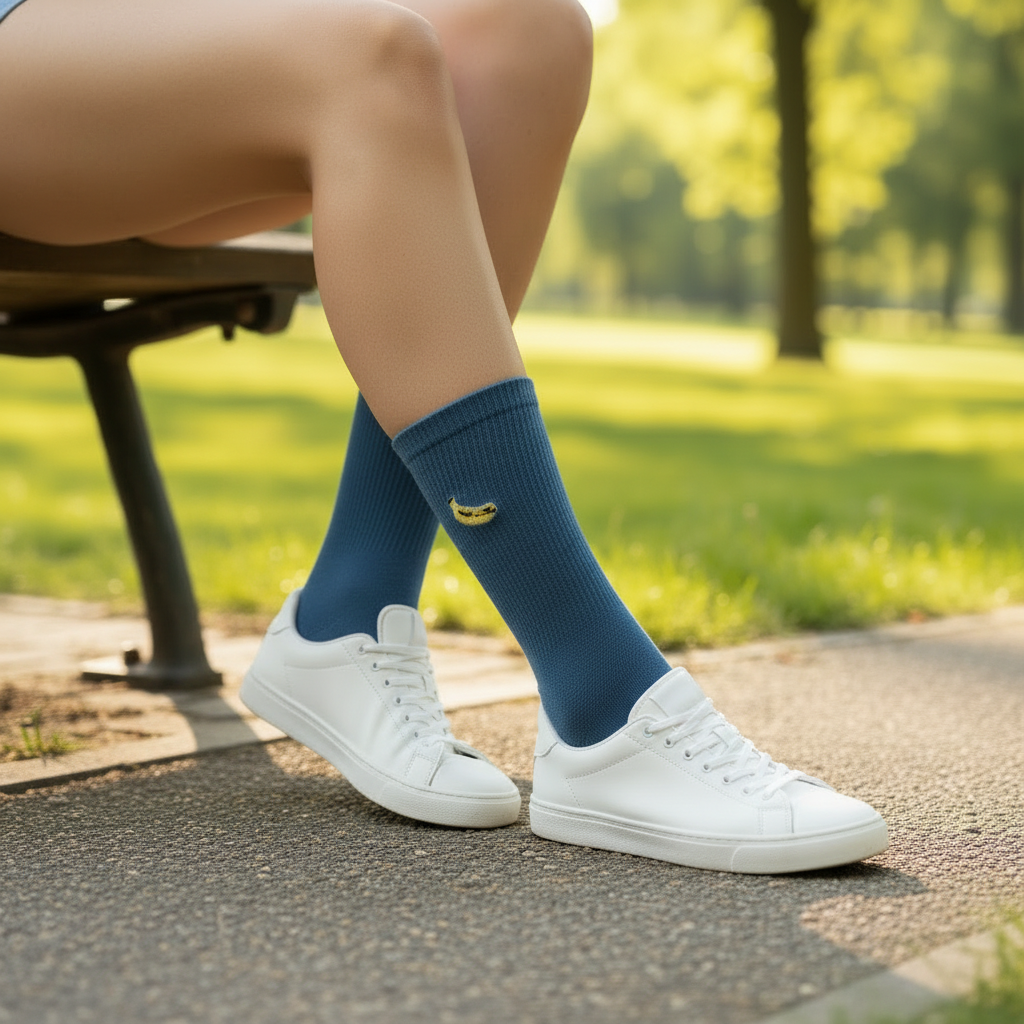 Blue Banana Socks Park Bench Lifestyle