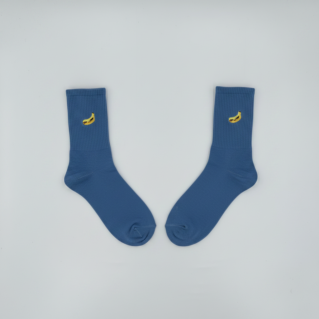 Blue Banana Socks White Studio Flat Lay