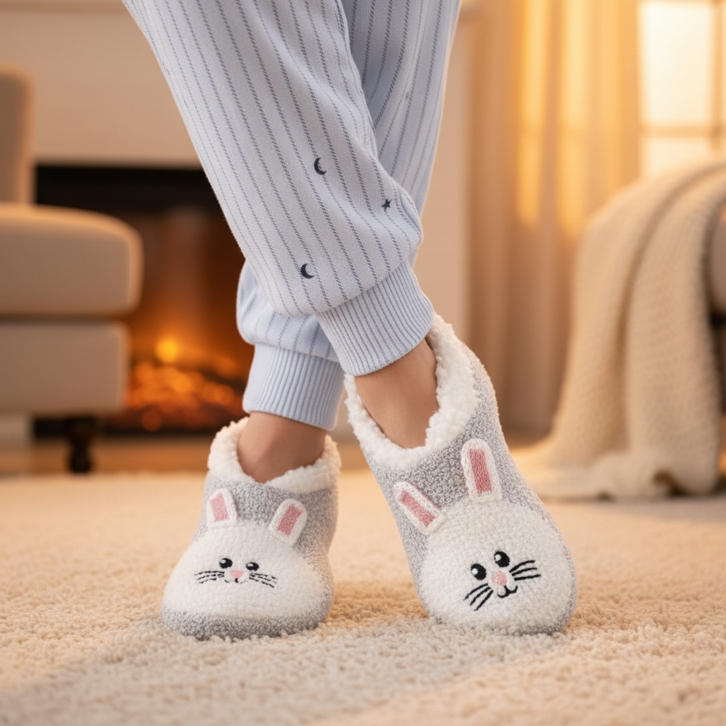 Bunny Slipper Socks Crossed Feet Cosy Studio