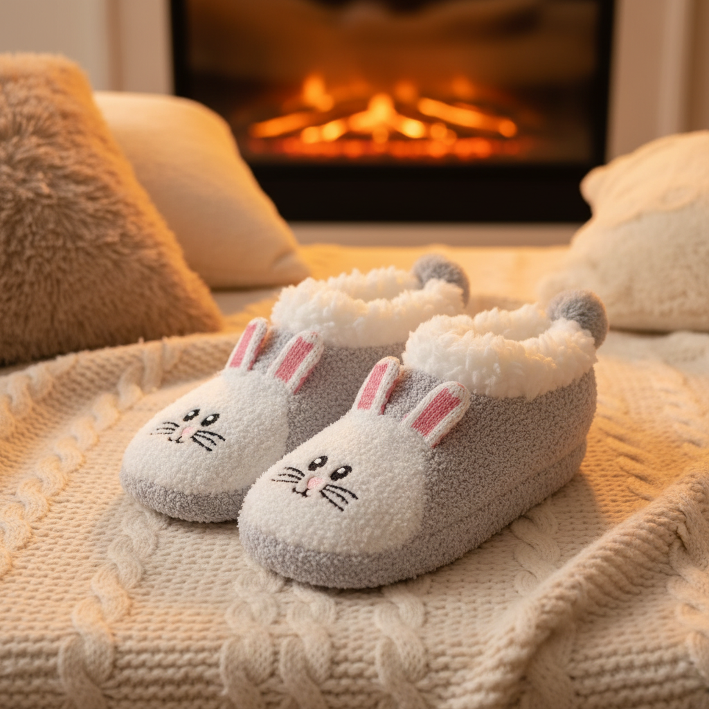 Bunny Slipper Socks Product Only Cosy Fireplace Studio