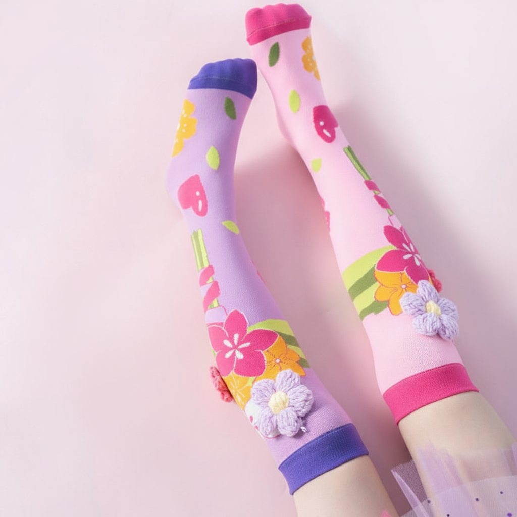 childrens flower themed knee socks