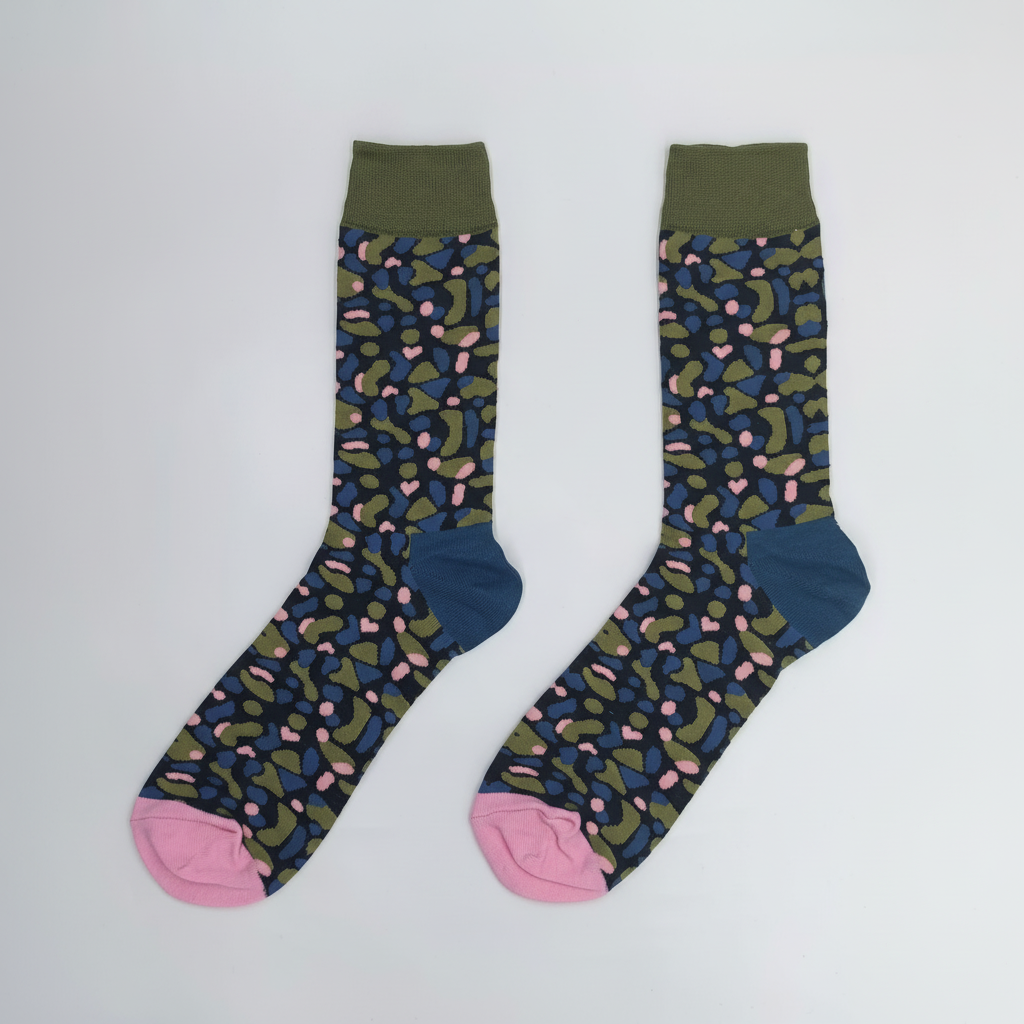 Clean product photo of leopard-print socks on white background