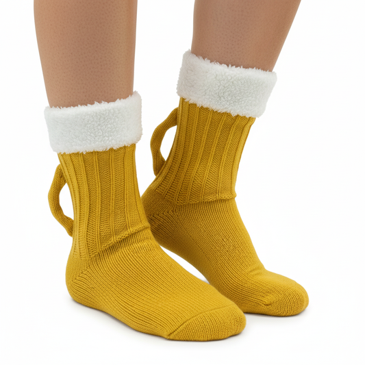 Close-up of feet wearing Beer Mug Socks
