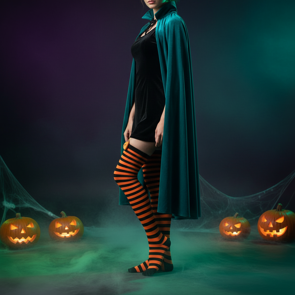 orange and black knee-high socks