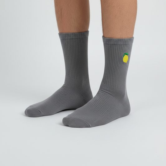 Grey Lemon Socks White Studio Shot