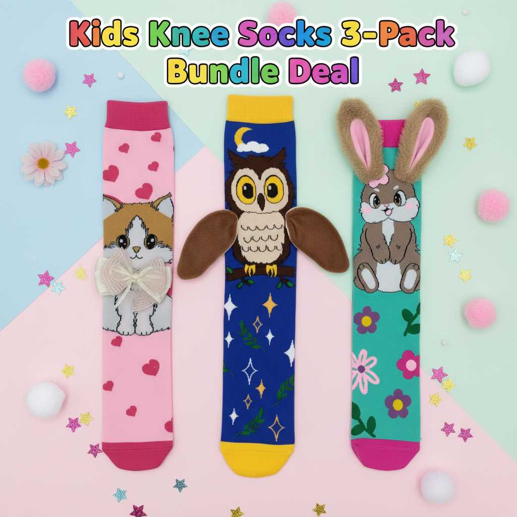 Kids Knee Socks 3-Pack Bundle Deal