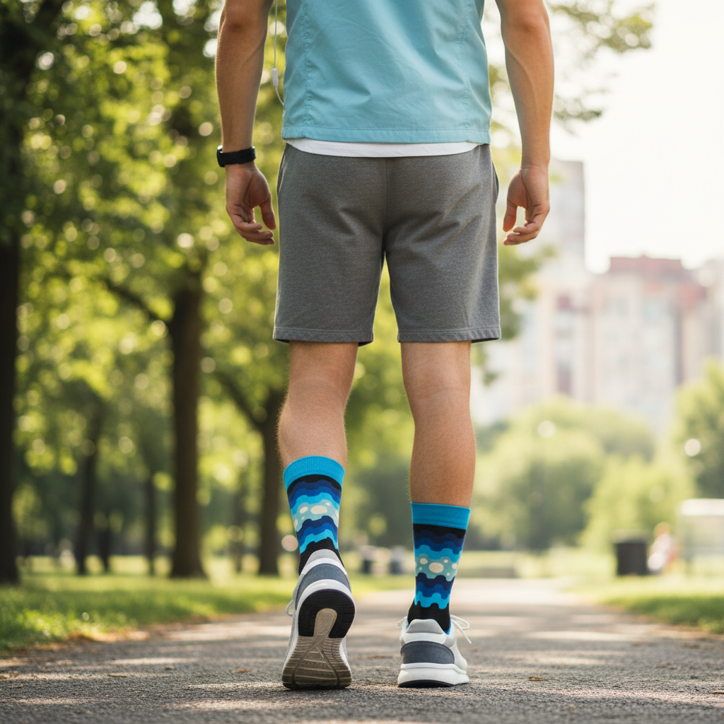 wave pattern novelty socks blue