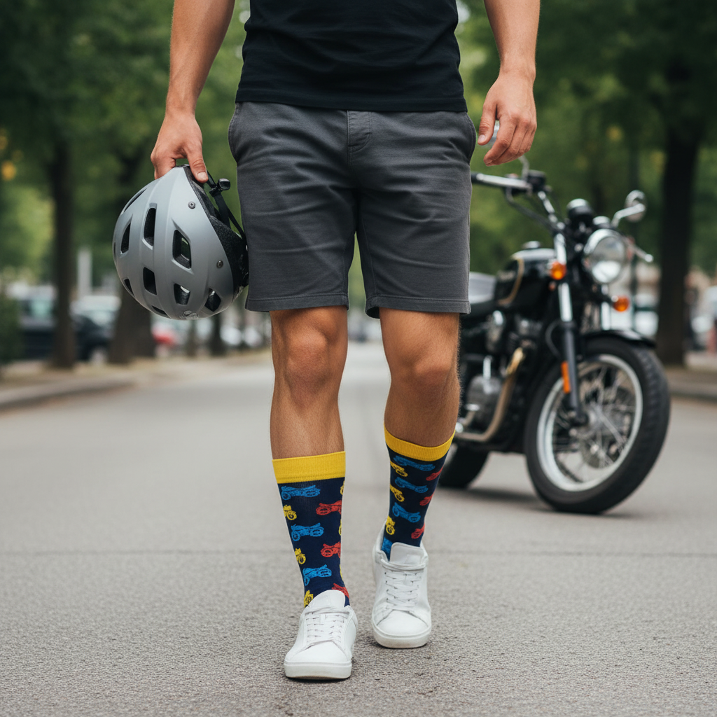 bike pattern socks for men