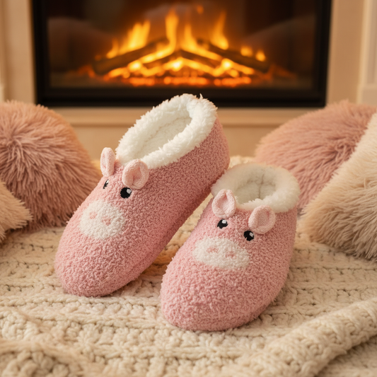 Pink Piglet Bunny Slipper Socks Product Only Cosy Studio