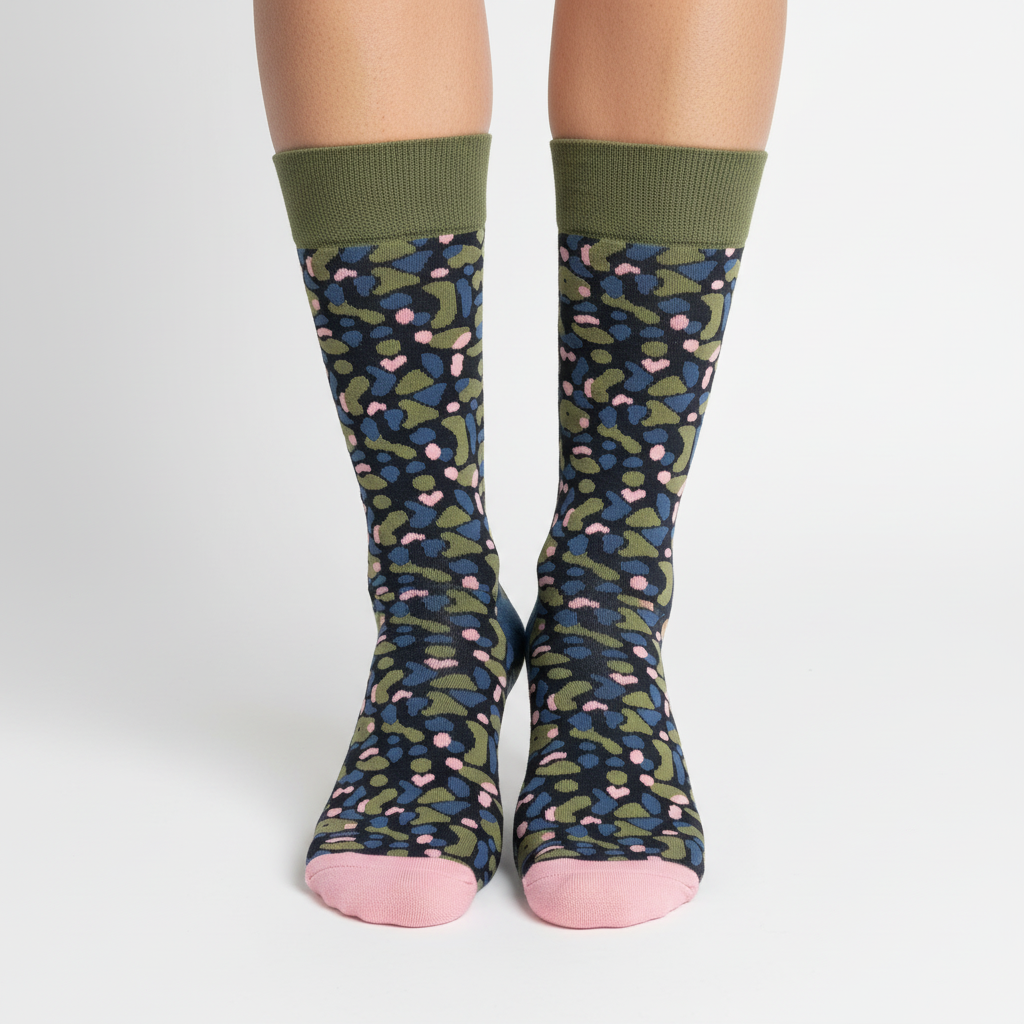 Professional product photo of leopard-print socks