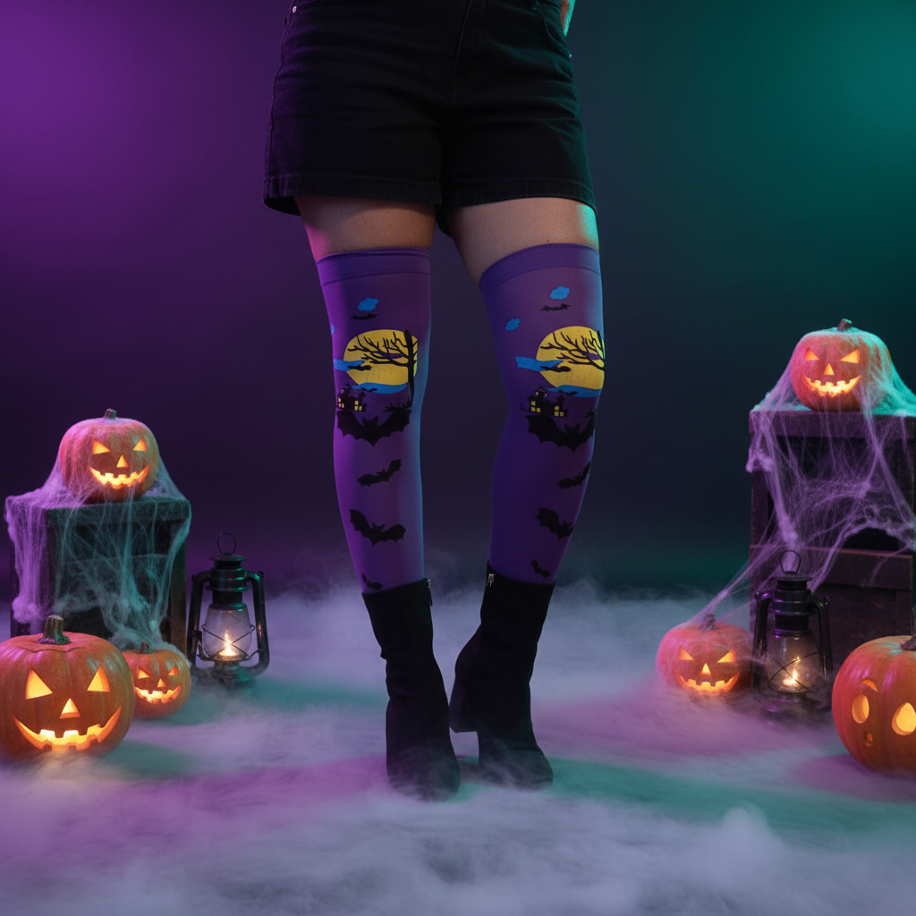 Purple witch socks for halloween
