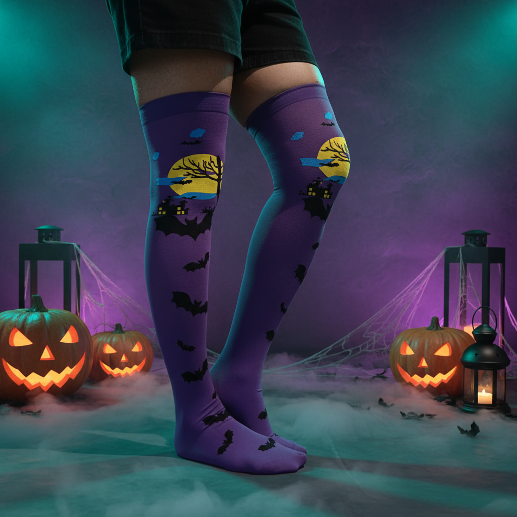 halloween witch knee socks for women