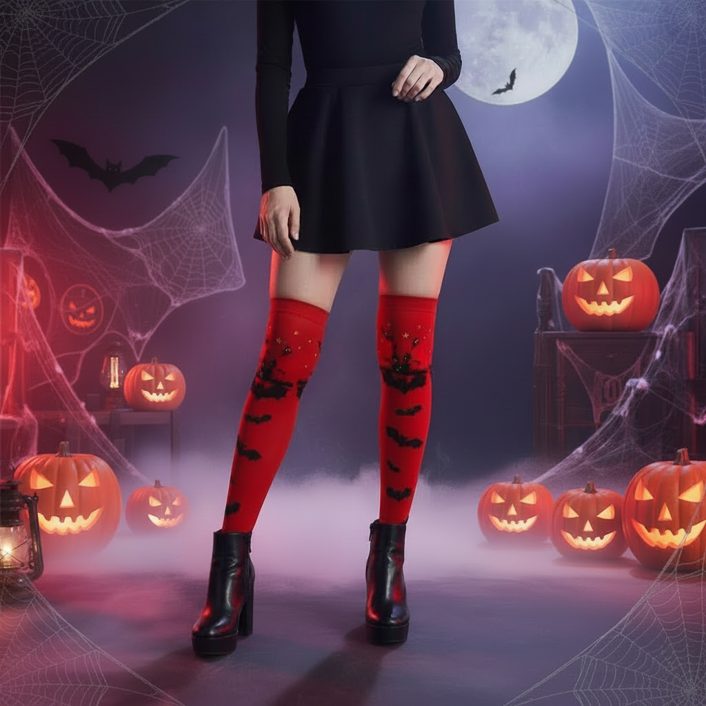 halloween themed knee socks with bats